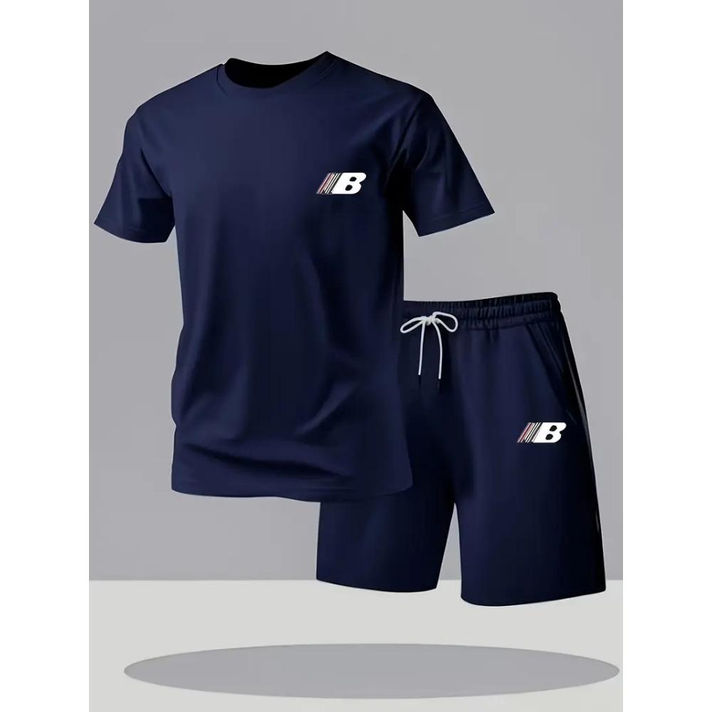 Summer Men's Printed Short-Sleeved Shorts - Casual Sports Set - Outdoor, Urban and Street Fashion Suit