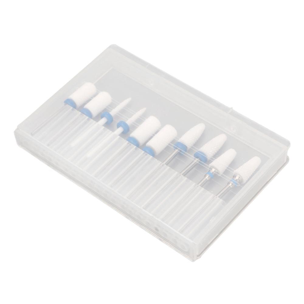 10pcs Ceramic Ceramic Nail Drill Bit Set  Nail Surface Polishing And Shaping