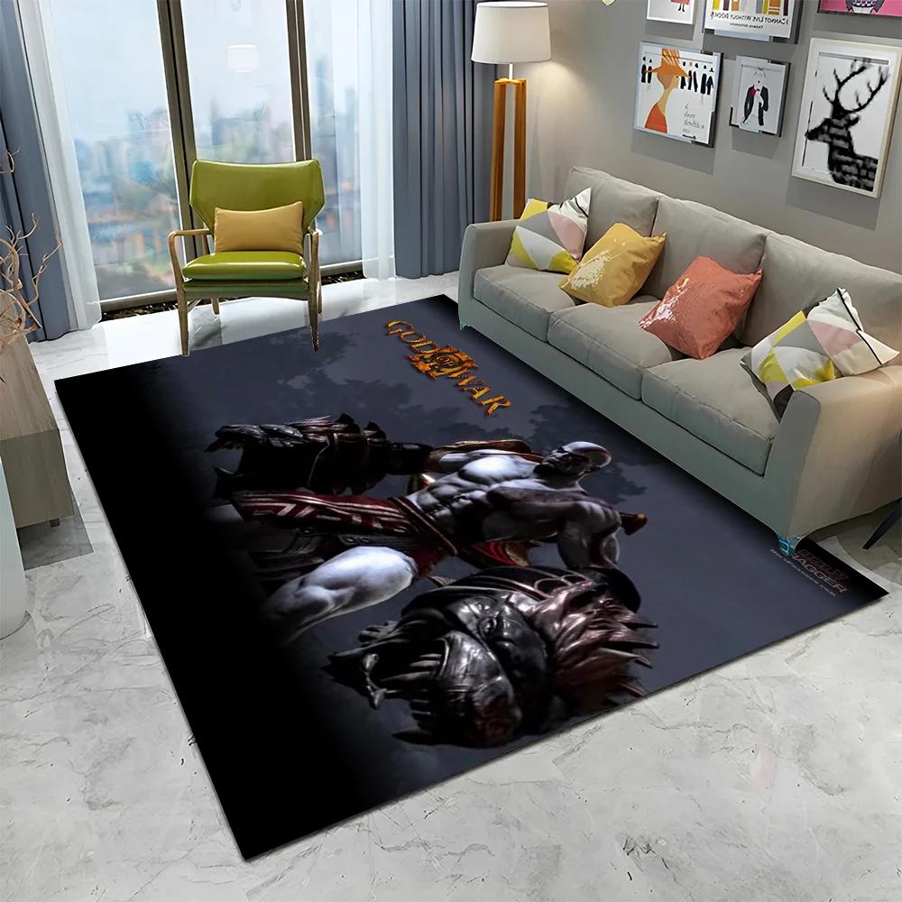 3D God of War Games Gamer Kratos HD Carpet Rug for Home Living Room Bedroom Sofa Doormat Decor,kids Area Rug Non-slip Floor Mat