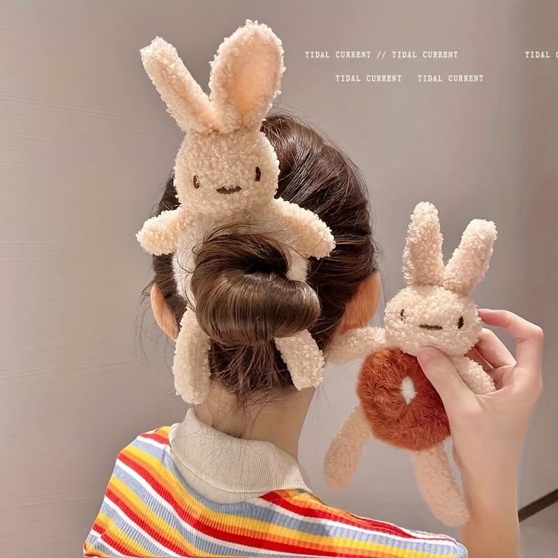 Cute Plush Rabbit Hair Tie, Cartoon Animal Hair Ring for Women, Soft And Comfortable Hair Accessories