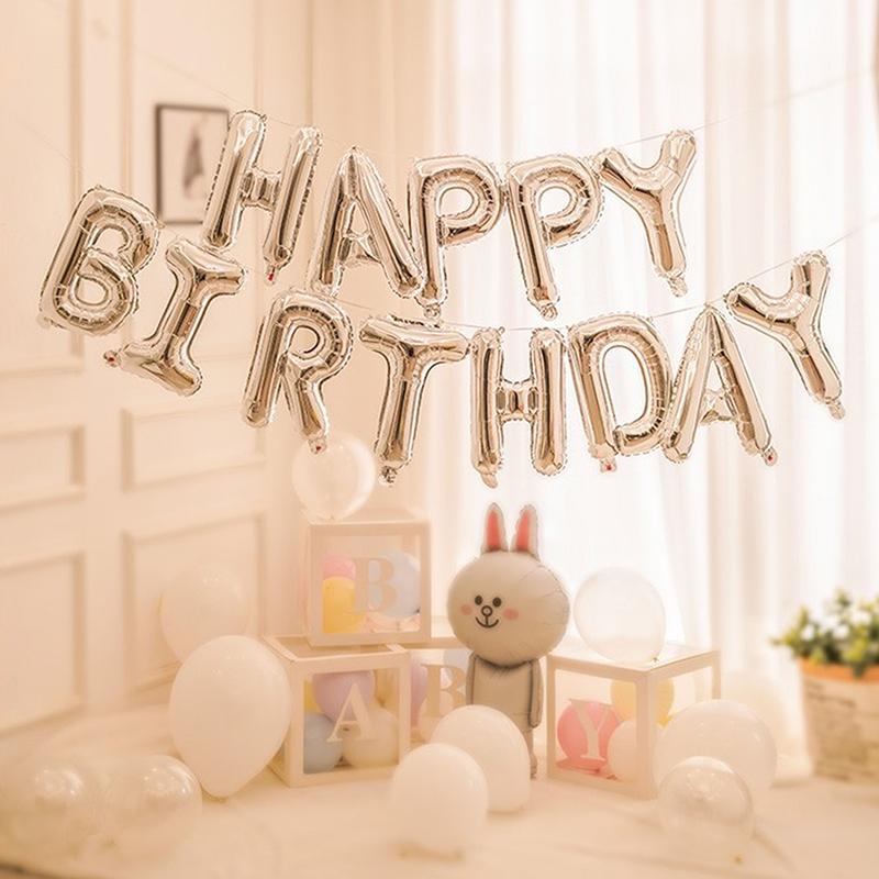 13 Stück/Set 16 Zoll Happy Birthday Buchstabenballon Geburtstagsfeier Dekoration Aluminiumfolienballon