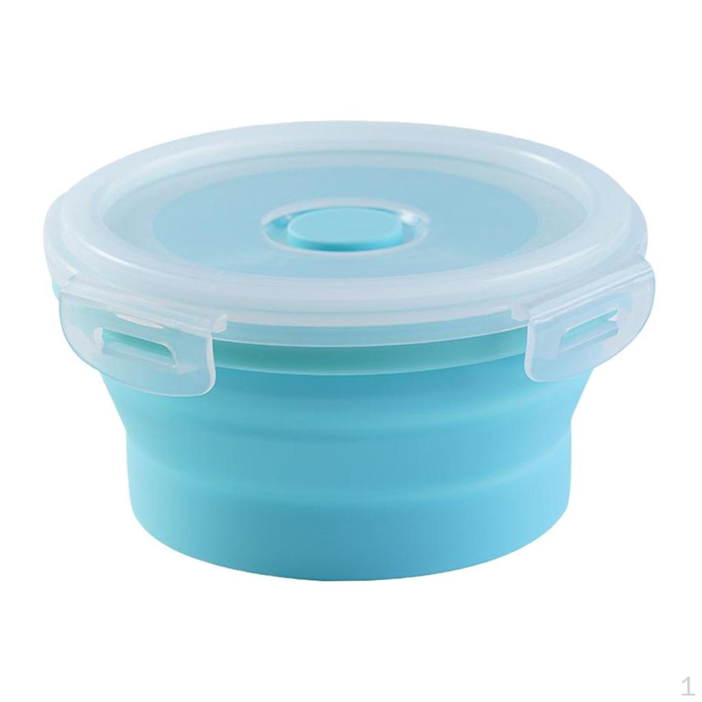 

Collapsible Bowls with Lids Containers Camping Silicone Lunch for XL 1200ML blue