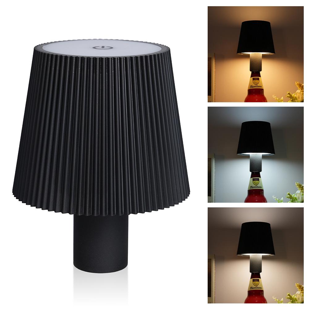

ML-G02 2000mAh Battery 3 Modes LED Night Lamp Pleated Wine Bottle Light Black