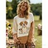 Frühling Europa Amerika Tier Katze und Hund Druck Damen T-Shirts Tops Mode Straße Damen Langarm Kleidung Outdoor Freizeit T-Shirt Pullover