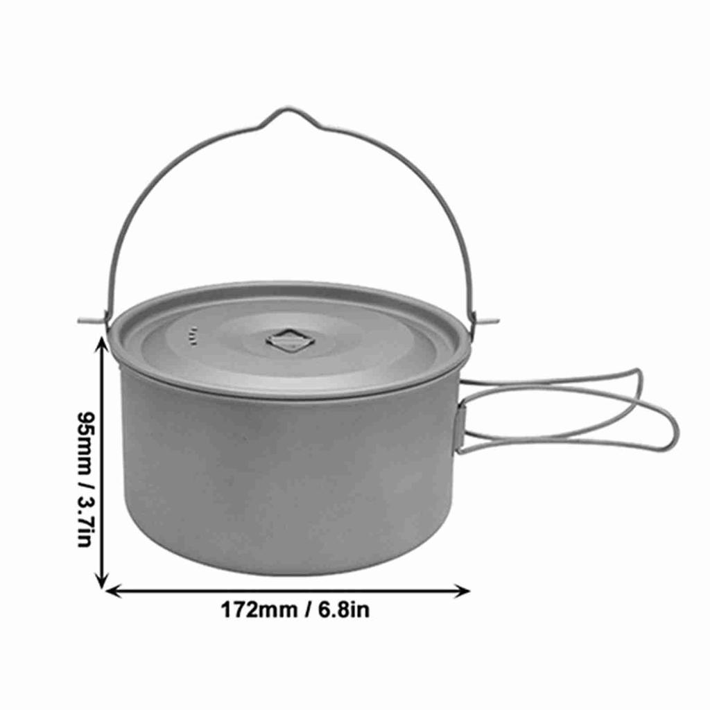 1.8L 3L Titanium Pot Ultralight Hanging Pot with Lid and Foldable Handle Outdoor Camping Hiking Backpacking Picnic