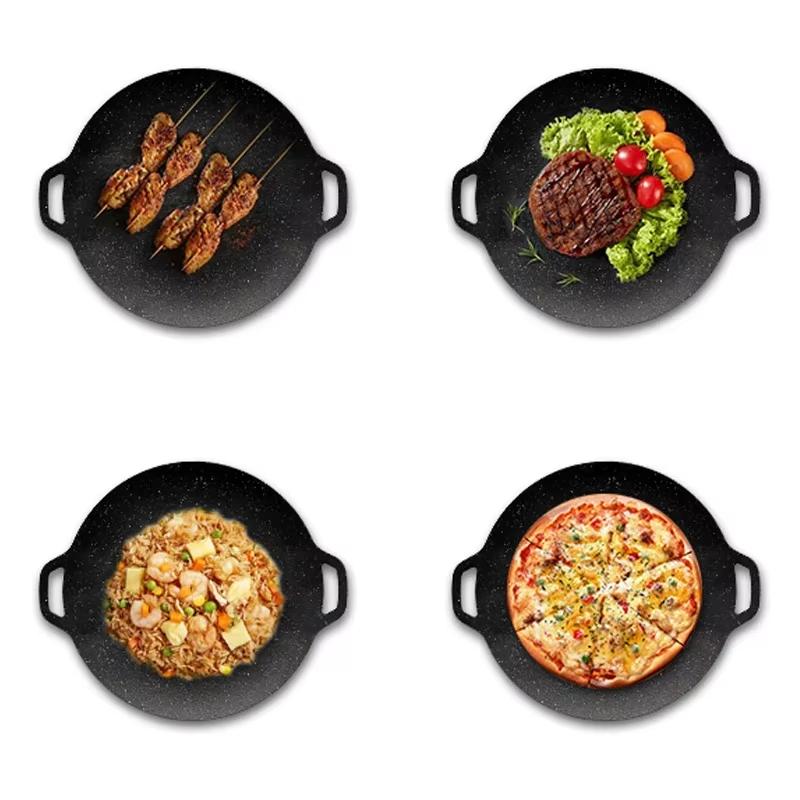 Grilling Pan Non-stick Cooking Pans Multi-purpose Induction Cooker Round for Outdoor Camping Kitchen Bakeware Kitchen Bakeware