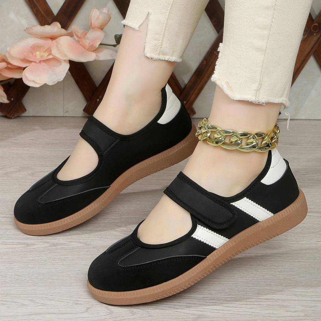 Women's Vintage Mary Jane Flat Shoes with Adjustable Hook and Loop Strap Non Slip Rubber Sole Comfortable Casual Footwear for Daily Wear