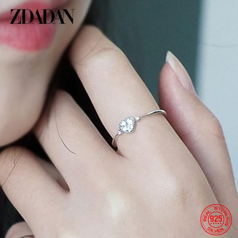 

925 Sterling Silver Charm Heart Shaped Aquamarine Ring for Women Fashion Engagement Jewelry Party Gift 10