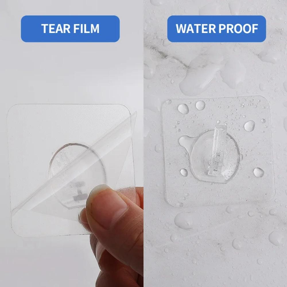 20Pcs Adhesive Wall Door Mount Acrylic Hooks Kitchen Bathroom Towel Key Hanger