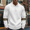 Retro-Herren-T-Shirt mit robustem Reverskragen und Krawattenknopf für Herbst und Winter, locker geschnitten, mit Farbblockmuster, große Größen, langärmlig