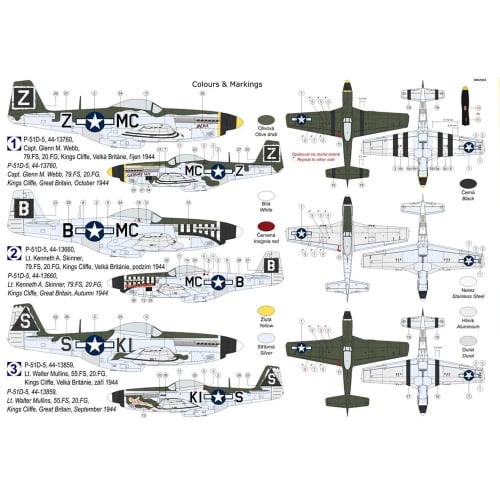 KP model 1/72 scale P-51D-5 Mustang, 20th Fighter Wing plastic model kit, KPM0440