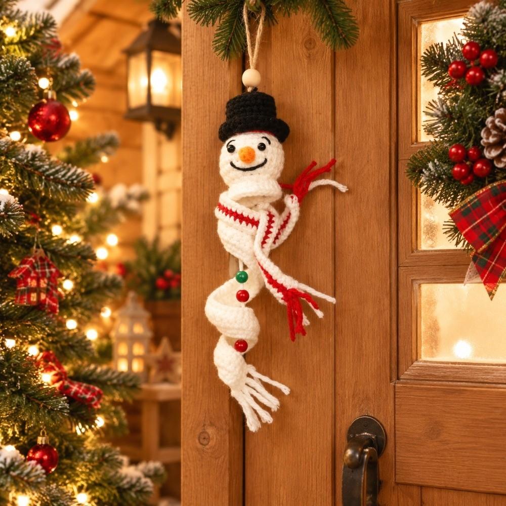 Handmade Gift Snowman Spiral Crochet Pendant DIY Crochet Santa Claus Decor Holiday Party