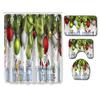 Christmas Shower Curtain Floor Mat Combination Four-Piece Set Bathroom Toilet Carpet Shower Room Mat Foot Mat
