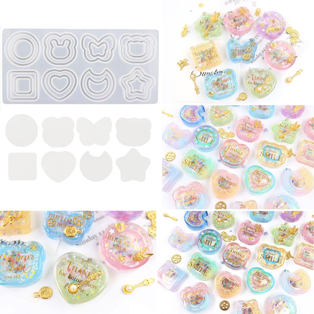 Shiny Glossy Silicone Decoration Molds Double Layer Keychain Mold DIY Pendant Jewelry Epoxy Resin Crafting Molds