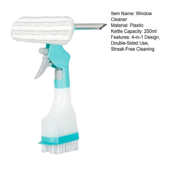 4-in-1 Multifunction Window Cleaner Kit with Spray Bottle Squeegee Microfiber Washer