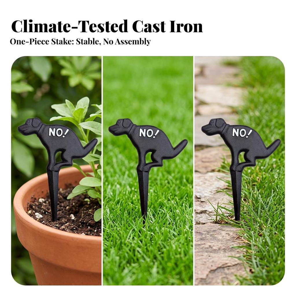 Garden Stake with Dog Silhouette Outdoor Cast Iron Sign Metal