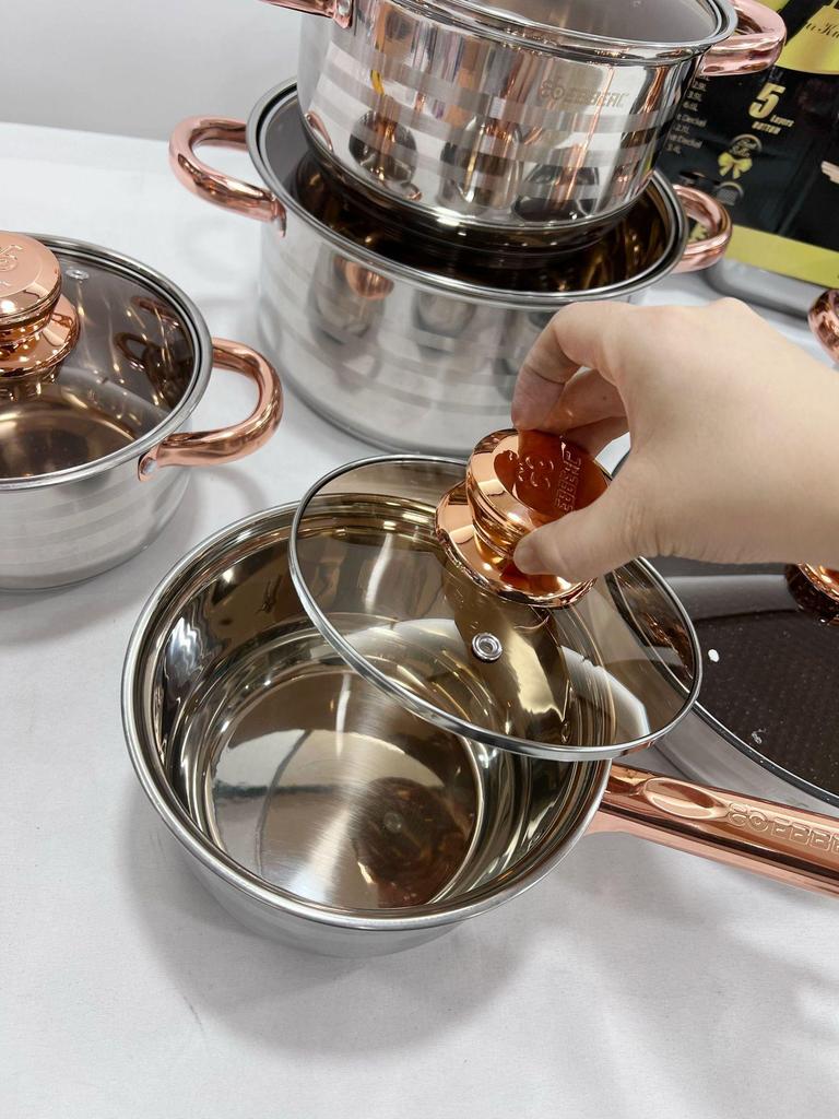 12-Piece Stainless Steel Cookware Set: Thickened Stockpot, Non-stick Frying Pan, Hot Pot, and Special Pot