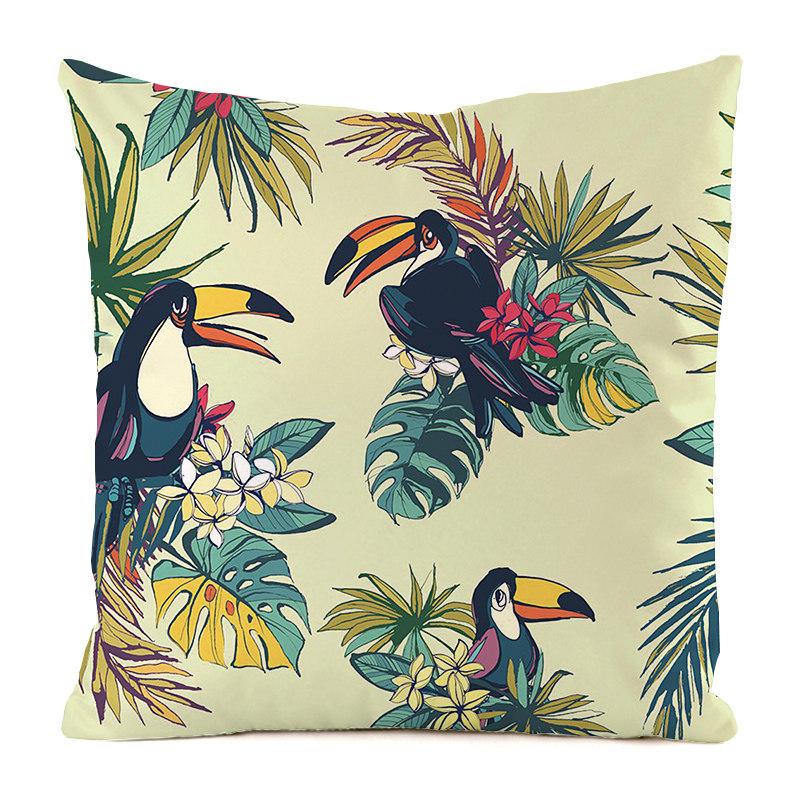 Nordic tropical style flowers Digital printing short plush pillow covers for car sofa office cushion cover home goods