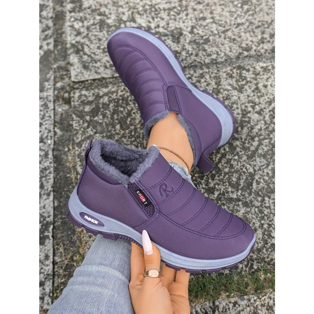 Women's Solid Color Fluffy Boots, Thick Soled Soft Soled Winter Warm Lining Boots, Non Slip Warm Short Boots