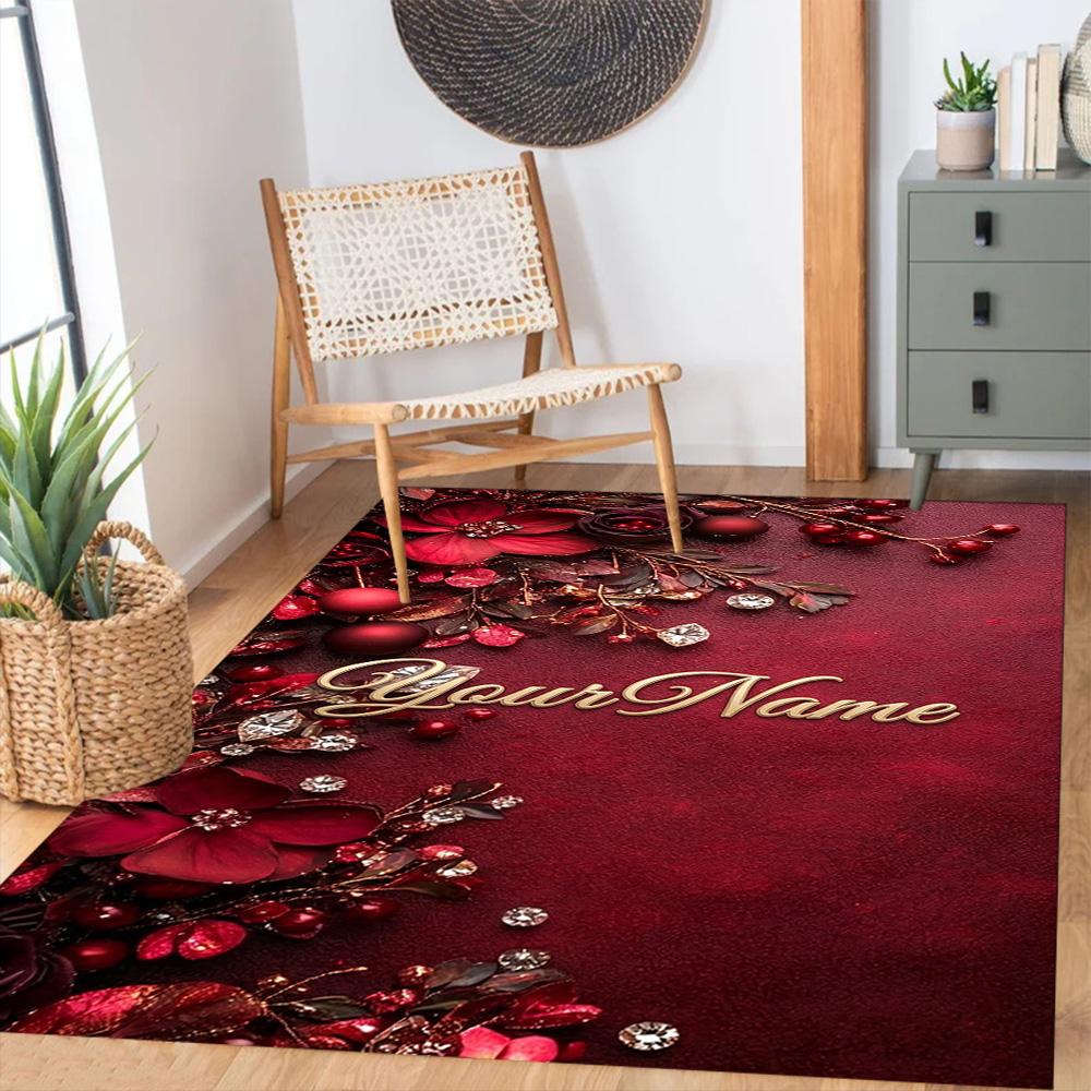 Rose Personalized Text Floor Mat Suitable for Foyer Study room Kitchen Entryway Anti-slip Rug Anime Office Decor