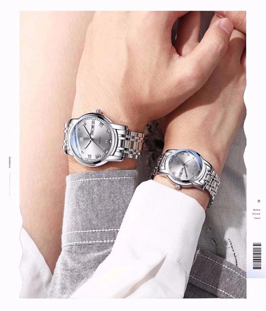 Montre Suisse Automatique Lumineuse en Acier Inoxydable avec Calendrier pour Homme – Quartz Style Coréen pour Couples