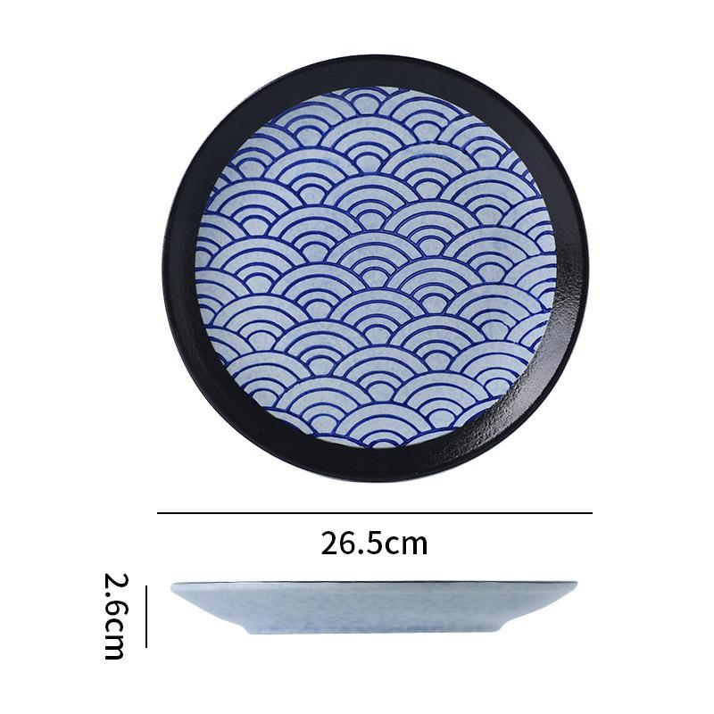 Japanese Classic Blue Pattern Tableware Hotel Style Western Food Plate Deep Plate Household High Value Shallow Plate Ceramic Disc