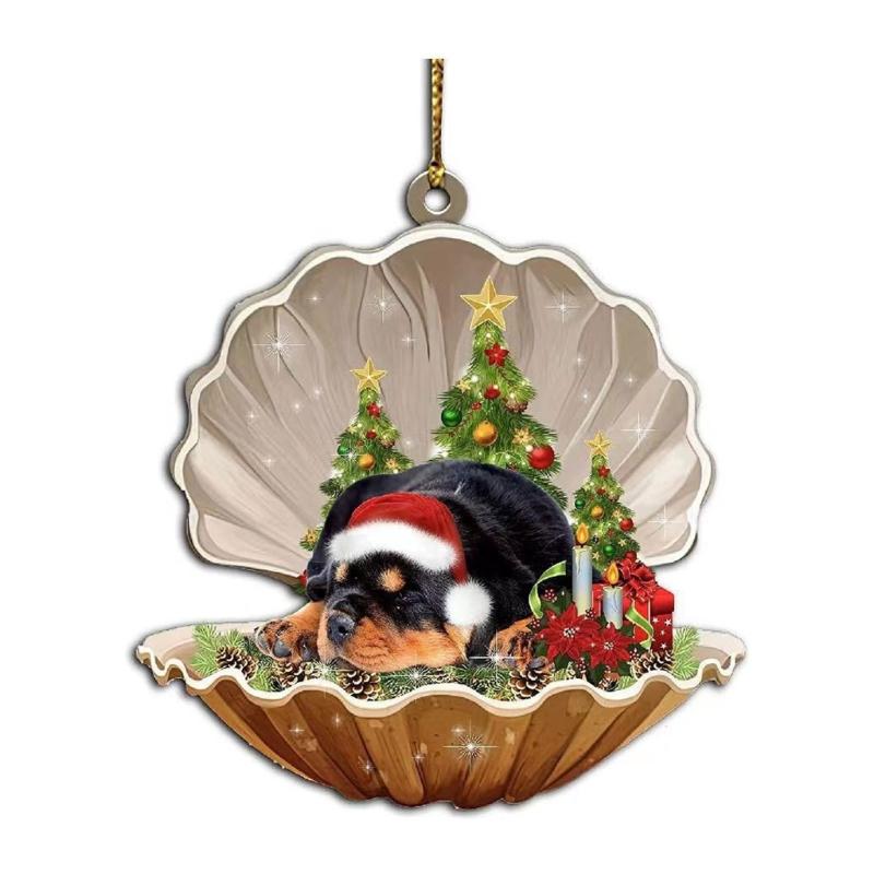 Shell Dog Christmas Hanging Ornaments Decorations for Kid New Year Party Gift
