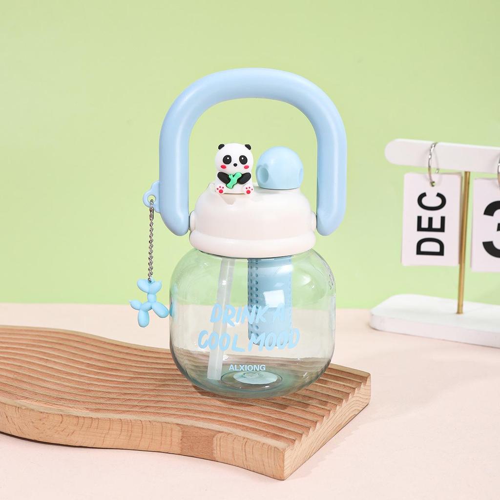 Cute Panda Portable Double Drink Cup with Straw - High Temperature Resistant