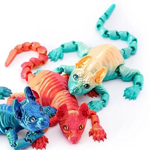 3D Printed Cat Animal Toy Realistic Hairless Figurine Cat Fidget Toy For Cat Lover Collector Home Decoration