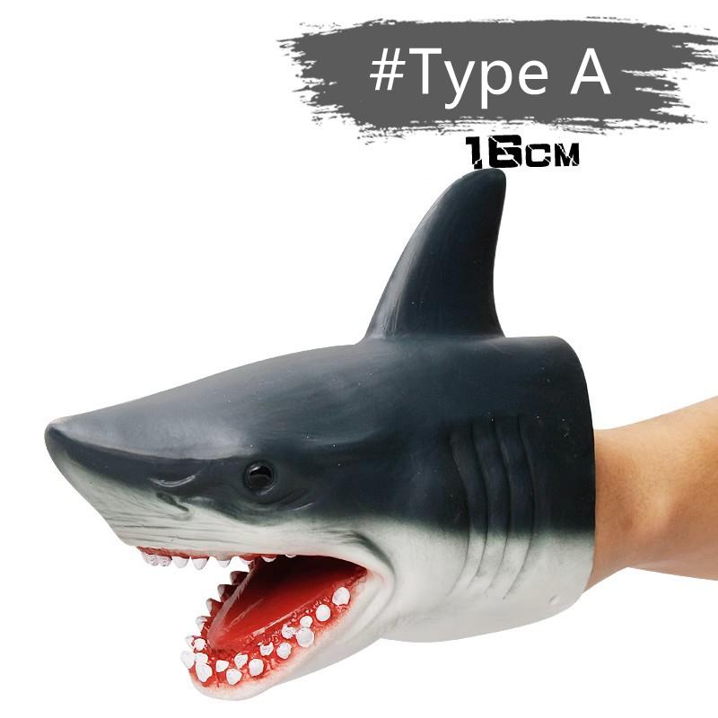 Jurassic Dinosaur Hand Puppets - T-Rex & Shark Plush Toys for Kids Imaginative Play, Parent-Child Role Play Gift Set