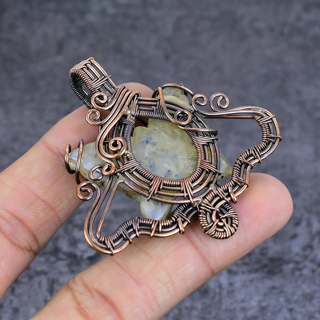 Moonstone Handmade Copper Wire Wrap Jewelry Pendant 2.36" T5j62