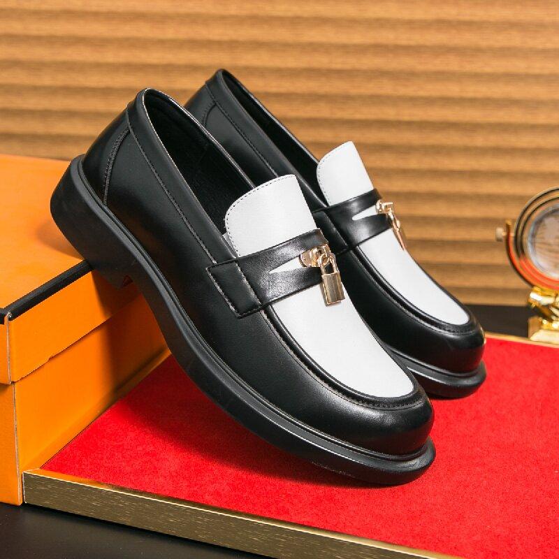 Business Men Loafers Comfortable Stylish Round Toe Small Leather Shoes Men Gentlemen's Office Social Shoes in Sizes 38-46