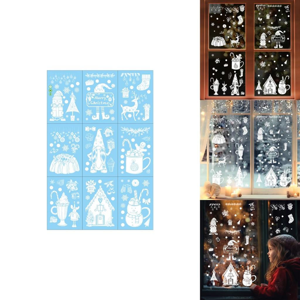 Christmas Snowflake Reindeer Window Sticker With Static Glass Decals For Holiday Decor