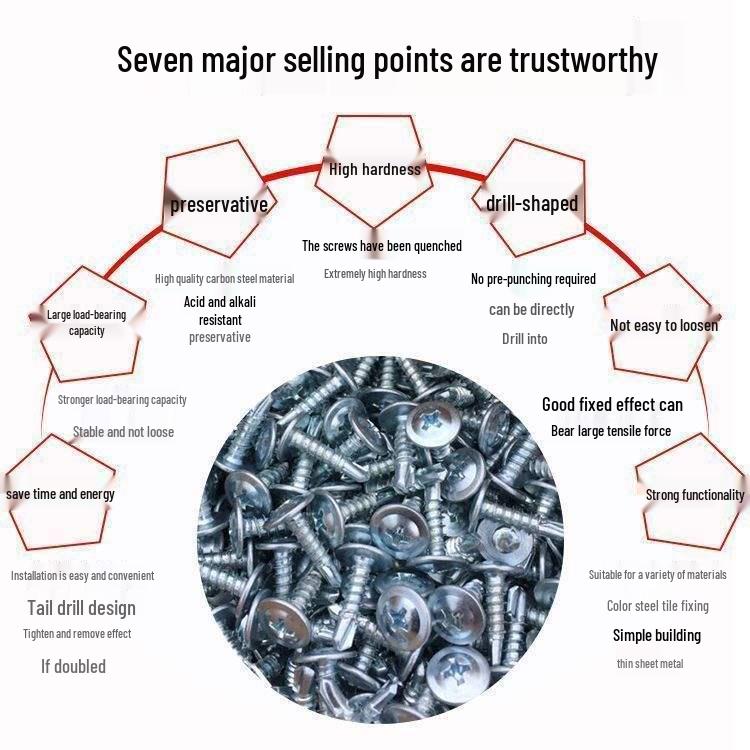 Phillips Head Self-Tapping Drill Tail Metal Screw for Color Steel Tile