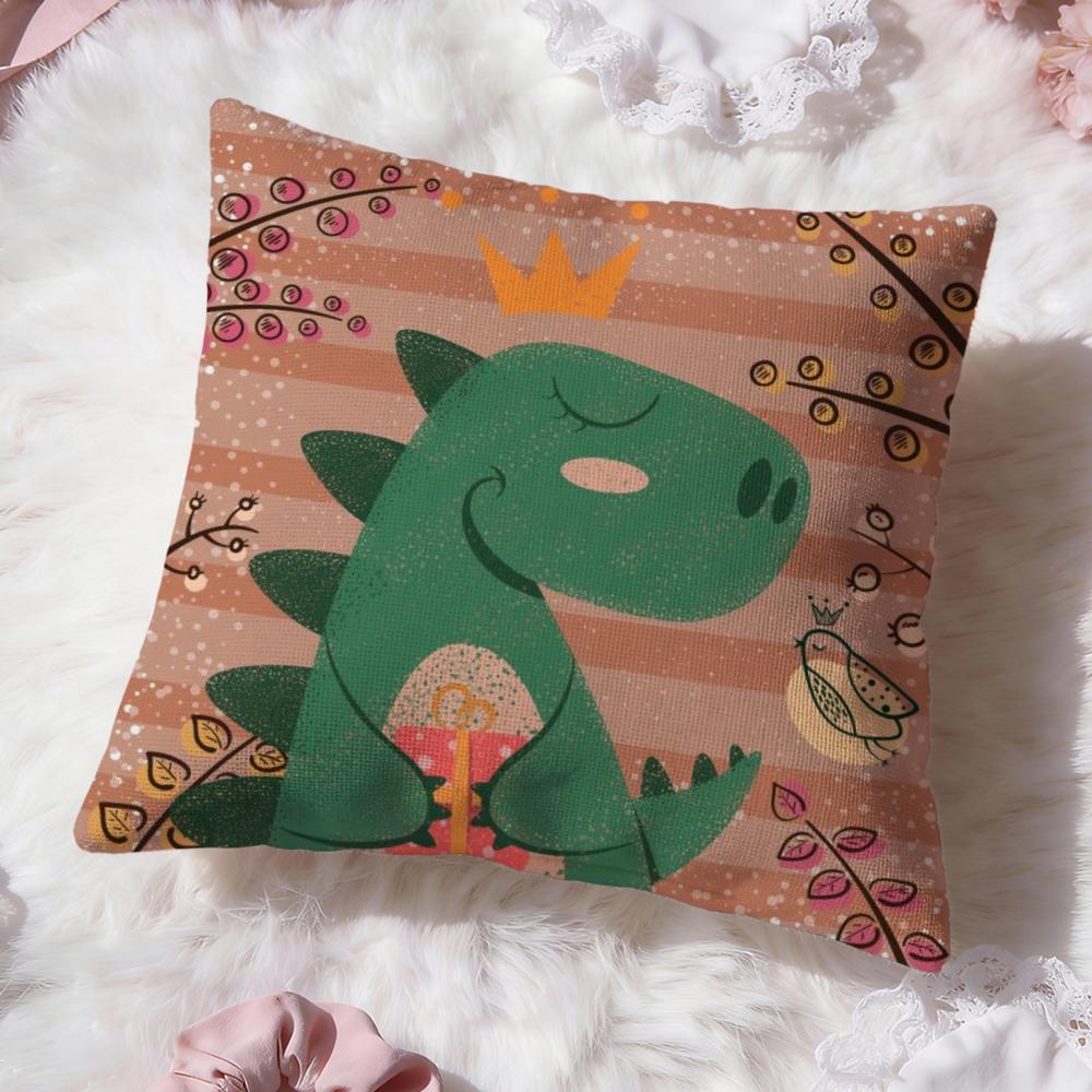 Cute Cartoon Dinosaur Cushion Cover Premium Comfort Reversible Pillow Cove -Two in One Design for Any Room & Car Interior