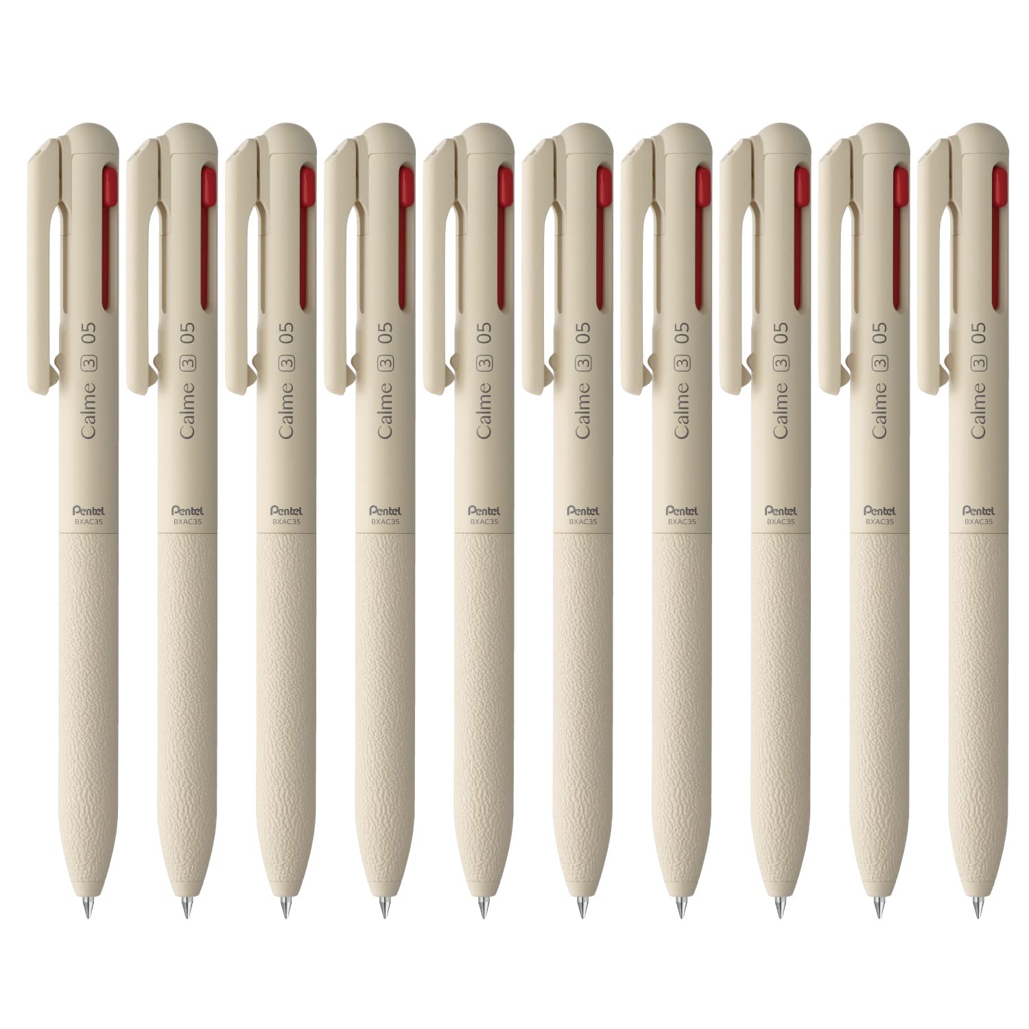 

Шариковая ручка Pentel Calme бежевая 10 штук BXAC35H 3-цветная 0,5 мм бежевый
