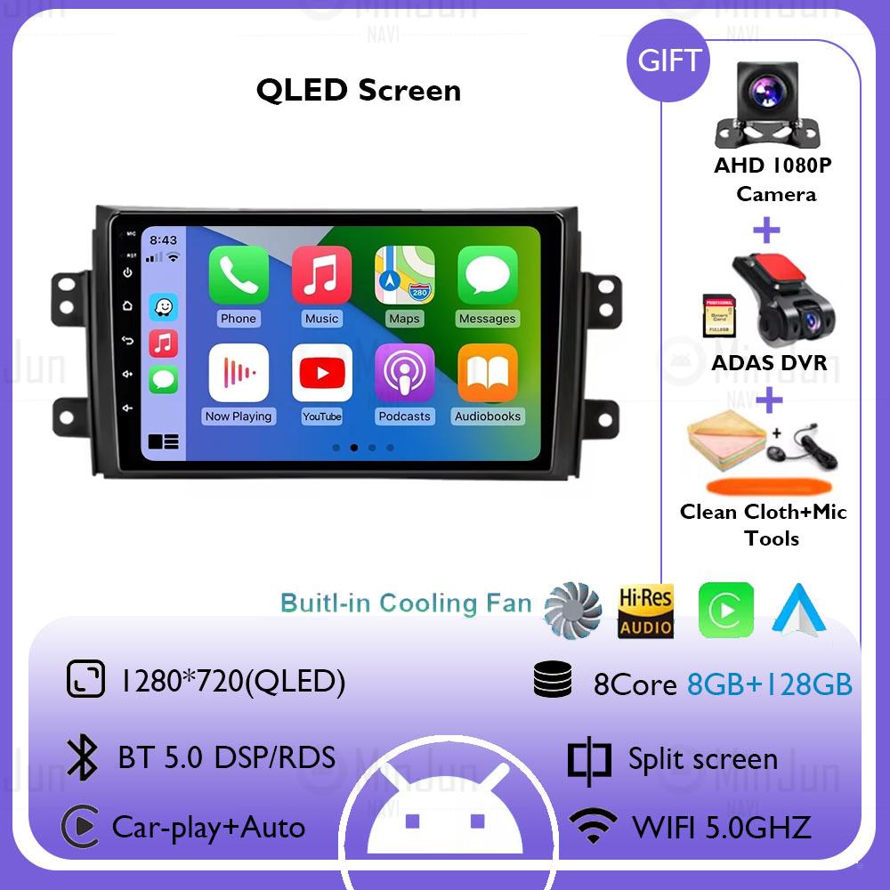 Android 14 for Suzuki SX4 2006-2013 Car radio For Fiat Sedici multimedia player Autoradio GPS navigation Carplay SWC HeadUnit