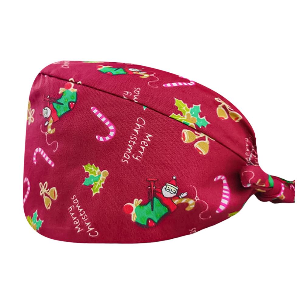 Cute Christmas Cartoon Surgical Cap - Comfortable Cotton Dustproof Head Cover for Chefs & Nurses