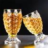 Crystal Glass Pineapple Embossed Tumbler, Vintage Beer Whiskey Water Cup, Decorative Drinking Glass for Home & Wedding