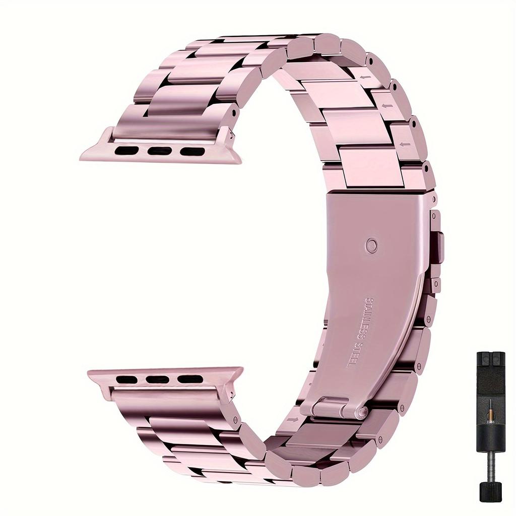 Stainless Steel Apple Watch Band with Secure Tang Buckle & Case | Fits 38-45mm Series 1-Ultra