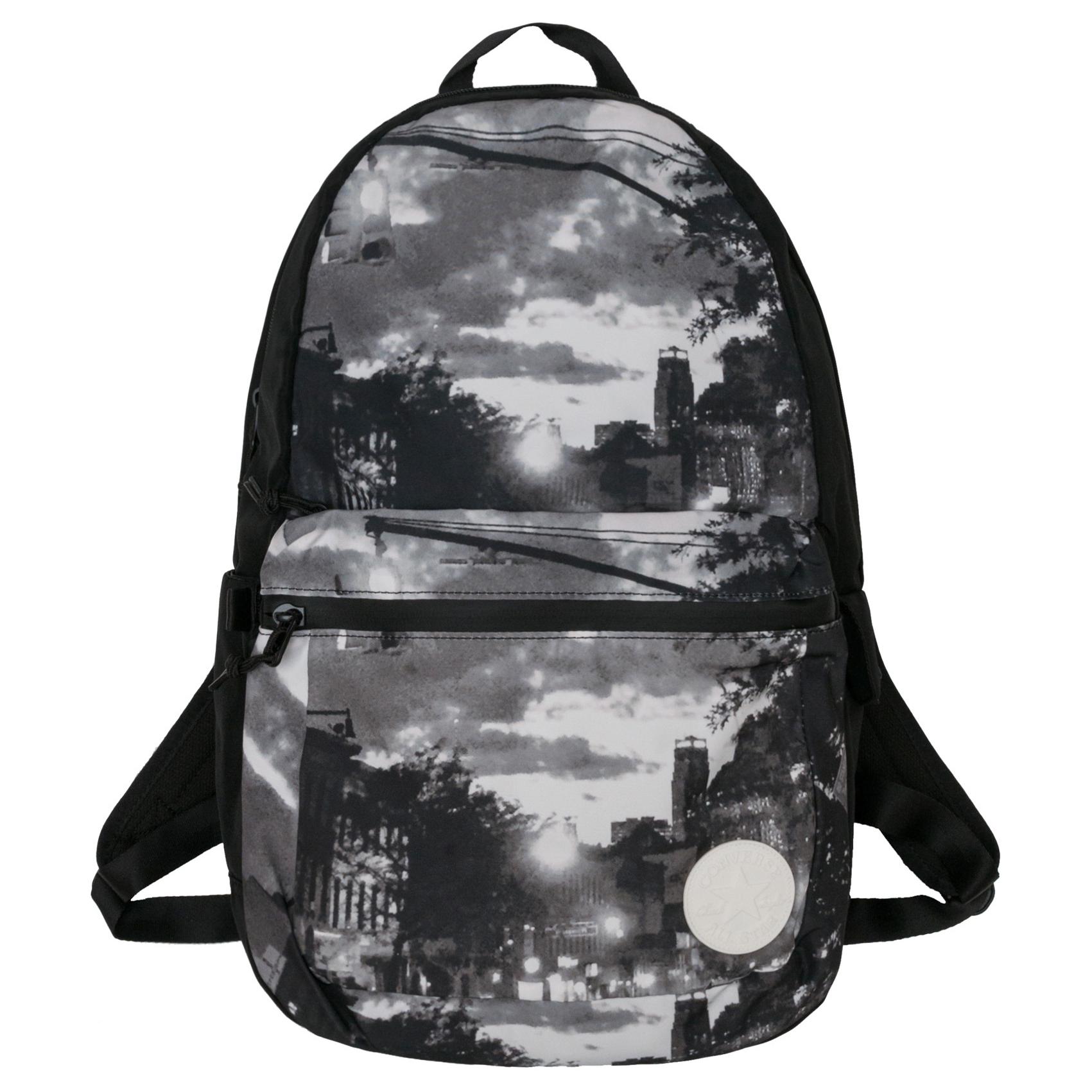 Converse City Pattern Casual Sports Polyester Backpack Unisex Backpack Black 10004365-A02 Black