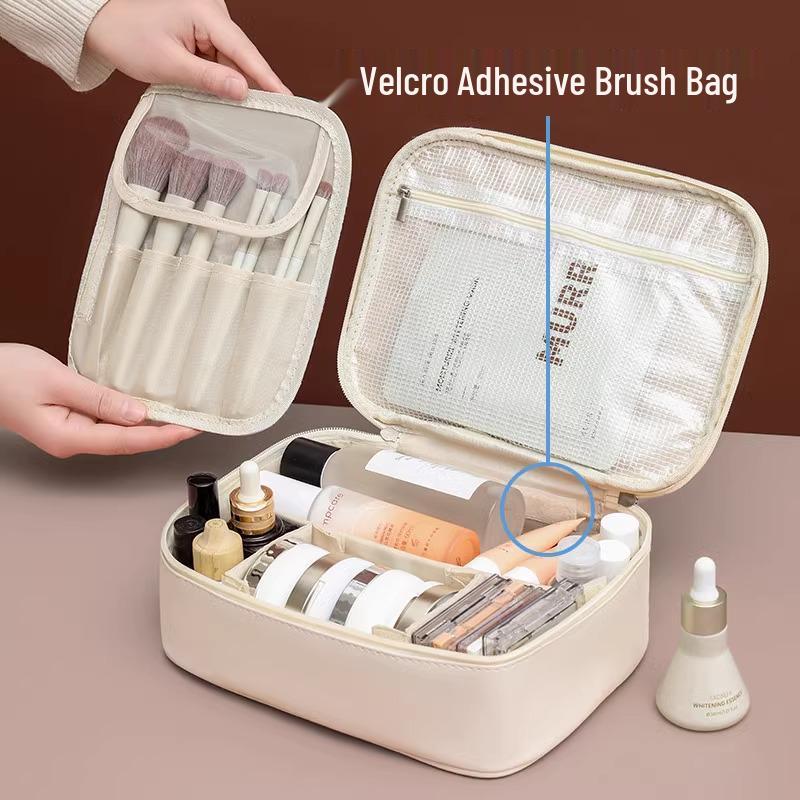 Partitioned High-Capacity Travel Makeup Bag, 1-Piece