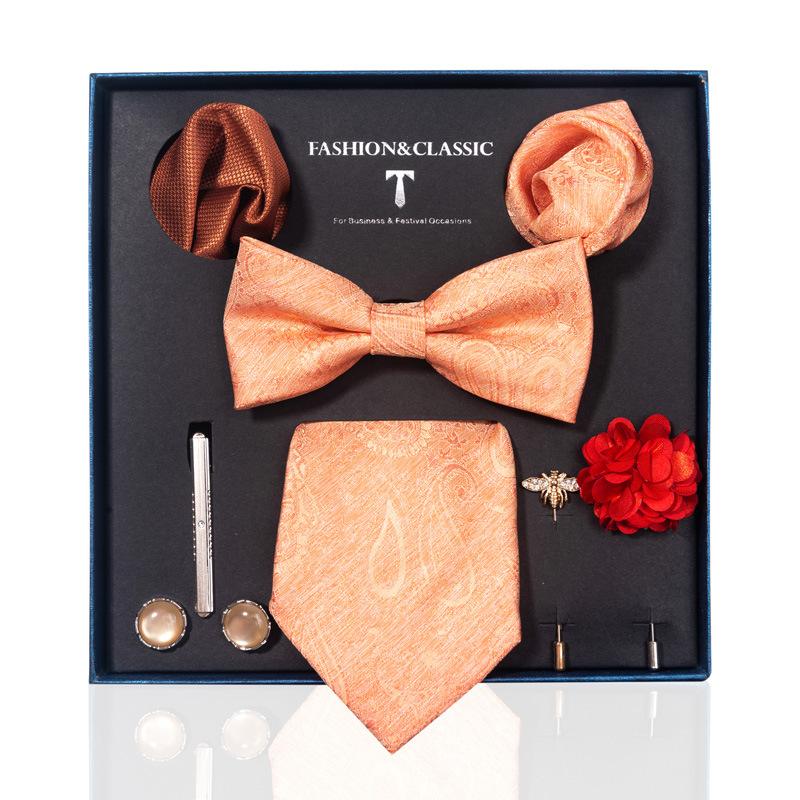 High-End Wedding Groom Tie Pocket Towel Corsage Gift Box Set Men'S Tie