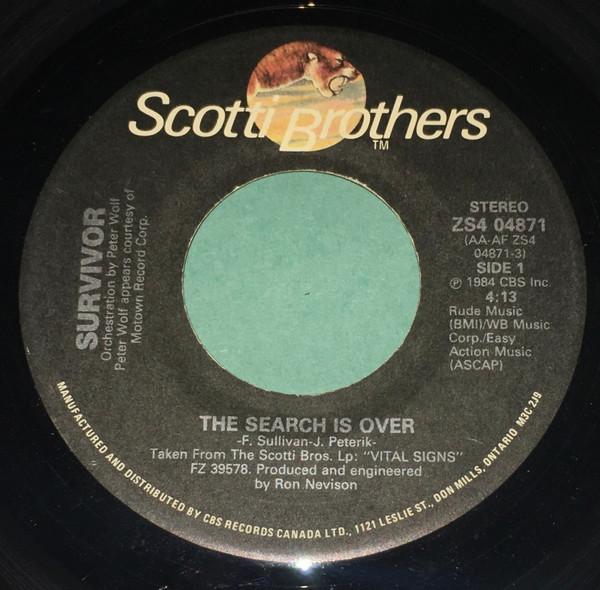 

7inch Record SURVIVOR Search Is Over ZS404871 SCOTTI BROS 1984 Canada Rock Used