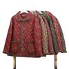 Jaqueta de Algodão Quente com Lapela Floral de Novo Estilo 2025 com Forro de Veludo para Mulheres de Meia-Idade e Idosas, Roupa Exterior Solta e Grossa para Outono e Inverno