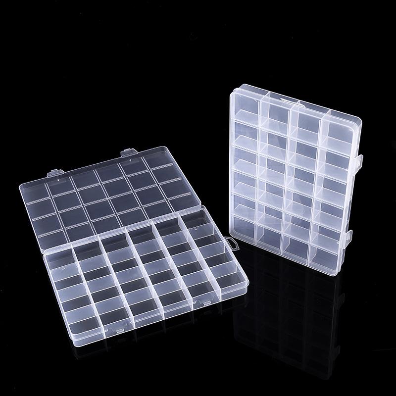 24 Grid Fixed Diy Multi-Grid Hardware Parts Grid Box, Plastic Storage Box With Lid Wax Grain Grid Box