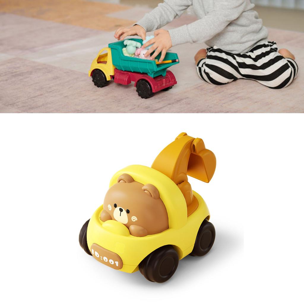 Toy Excavator Truck Inertial Design Cute Cartoon Bear Plastic Portable Kids Mini Construction