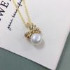 Pearl Set: Freshwater Pearl Pendant, Bow Stud Earrings, and Ring for Women