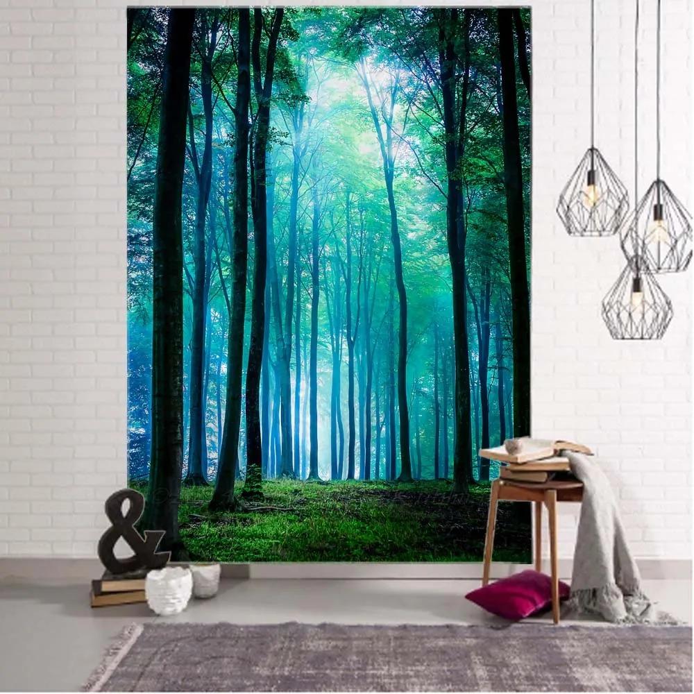 Природный пейзаж Лесной ручей Фоновый гобелен Украшение стены дома Гобелен Спальня — фото 5