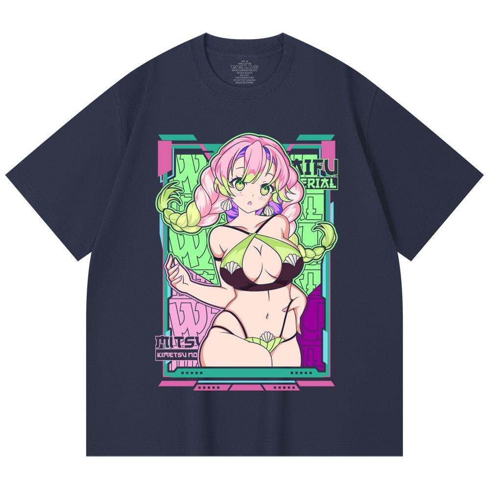 230 Gsm 100% Cotton Demon Slayer V53 Mitsuri Waifu Print Unisex Heavy Cotton T Shirt